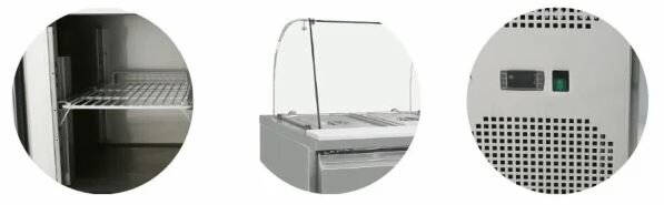 Kühltheke mit Glassaufsatz und Arbeitsplatte