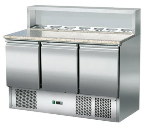 Pizzasaladette 3 Türen Aufsatz Edelstahl 260 Liter