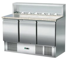Pizzasaladette 3 Türen Aufsatz Edelstahl 260 Liter