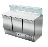 Pizzasaladette 3 Türen eckiger Glasaufsatz 137 x 70...
