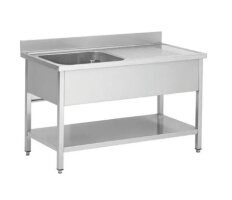 Spültisch aus Edelstahl, ein Becken links, 120 x 60