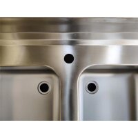 Spültisch aus Edelstahl zwei Becken links 160 x 60