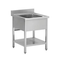 Spültisch aus Edelstahl ein Becken Mitte 70 x 60