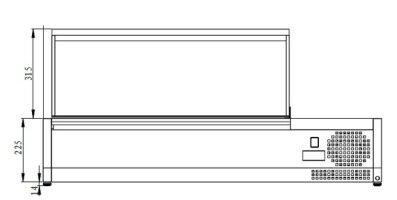Kühlaufsatzvitrine GN 1/4, 140 x 34, Edelstahldeckel