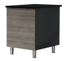 Kassentisch aus Edelstahl Granit schwarz mit Holzverkleidung