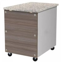 Kassentisch aus Edelstahl, Granit rosa-grau, mit...