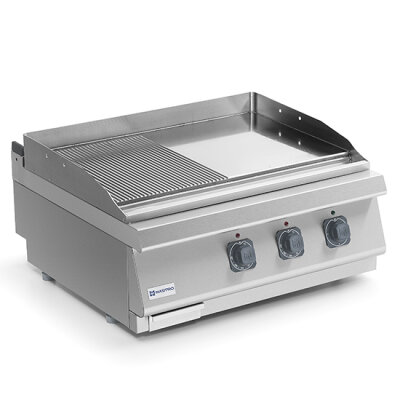 Elektro-Grillplatte Tischmodell 1/2 glatte und 1/2 gerillte verchromte Platte 7,2 kW 400V