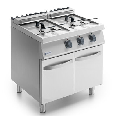 Elektro-Fritteuse auf geschlossenem Unterbau 2x 18 Liter 28 kW 400V