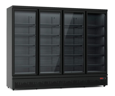 Getränkekühlschrank mit 4 Flügeltüren schwarz 2000Liter
