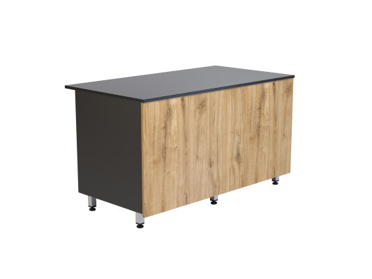 Kassentisch Gastroline Lada 1.0 Front: ewige Eiche Granitarbeitsplatte schwarz Sockel aus Edelstahl