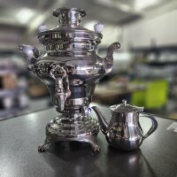 Samowar Teekocher Typ1003 silber Wasserbehälter 3 Liter Teekanne 1 Liter