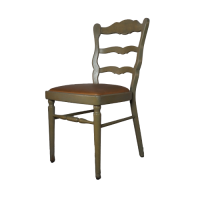 Spahn (Stadtlohn) Stuhl Holzstuhl mit Sitzfläche aus Kunstleder Vintage-Look gebraucht