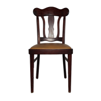 Stuhl Holzstuhl rotbraun mit Sitzfläche aus Kunstleder im used-look gebraucht