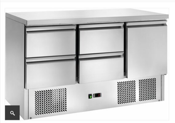 Cookmax Kühltisch GN 1/1 1 Tür 4 Schubladen 1365 x 700 x 870 mm 230V B-Ware