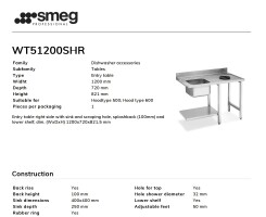 Zulauftisch mit Abfallloch Becken links mit Aufkantung...