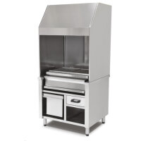 Holzkohlegrill auf Unterschrank mit Ascheschublade und...
