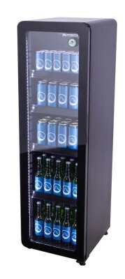 Gastro-Cool GD135 Getränkekühlschrank Retro Slim 135 Liter schwarz/schwarz, LED, Retro Design B-Ware