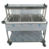 B.PRO Speisenausgabewagen Edelstahl mit Hustenschutz und...