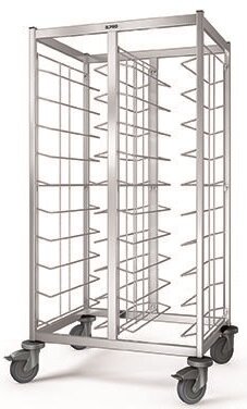 B.PRO Tablett-Abräumwagen Kapazität: 20 Gastronorm-Tabletts (530 x 325 mm) Tragfähigkeit: max. 150 kg / max. 4,5 kg je Auflagenpaar 850x673x1550mm B-Ware