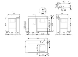 Smeg Zulauftisch Anbau links B-Ware