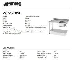 Smeg Zulauftisch Anbau links B-Ware