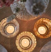 Teelichthalter Windlicht aus Glas Bobbi Ocker Retro...