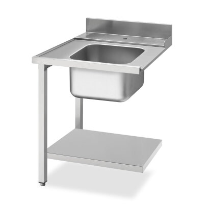 Smeg Zulauftisch mit Aufkantung und Grundboden Anbau links mit Becken 700x800x821mm B-Ware