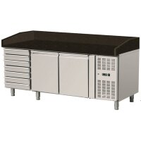 Pizza Kühltisch, Granit Star Galaxy schwarz, 2...