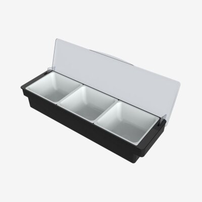 Gewürz- und Zutatenbehälter mit drei Fächern (900ml pro Fach)  49.8 × 15.9 × 9.5cm Farbe: Schwarz