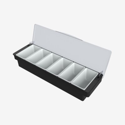 Gewürz- und Zutatenbehälter mit sechs Fächern (500ml pro Fach) 49.8 × 15.9 × 9.5cm Farbe: Schwarz