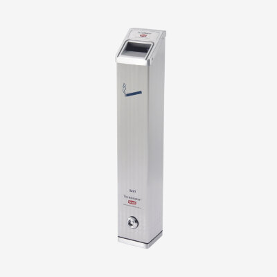 TERMINATOR Wandaschenbecher für Zigarettenstummel 2,5L 8 x 8 x 48 cm Farbe: METALLIK SILBER