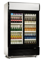 Flaschenkühlschrank mit Schiebetüren schwarz mit weißer Front 1000 Liter B-Ware