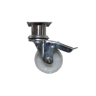Lenkrolle Rad Ø 75mm Farbe weiß mit Anbauplatte und Bremse