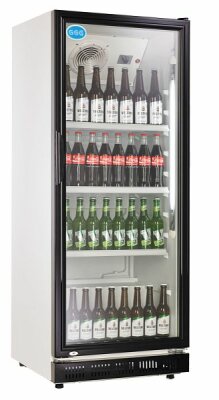 Getränkekühlschrank 310 Liter  weiss mit schwarzer Tür