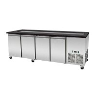 SNACK-Line, Kalte Theke, 6x GN1/1, Granit Star Galaxy schwarz, 223x82x85.5 Glasaufbau Klarglas mit Zwischenablage, H=496mm