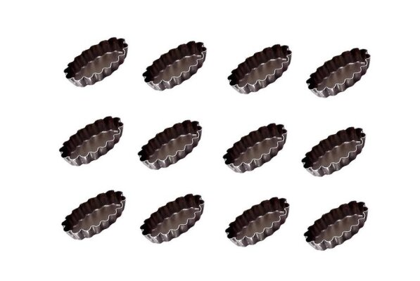 12 x Backform für Desserts Petits Fours Pralinen Pudding °45mm oval/gewellt