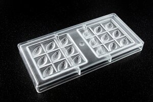 Schokoladenform Pralinenform Kakaobohne klein 2 x 9 =18 Mulden CHOCOLATE WORLD