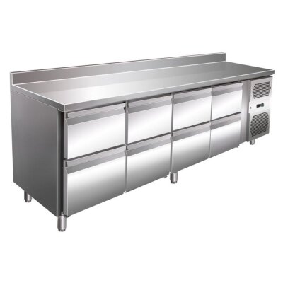 Kühltisch mit 8 Schubladen und Aufkantung Edelstahl 616 Liter Edelstahl GN1/1