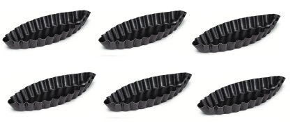 6 x Backform Schiffchen Desserts Tartes oval gewellt...