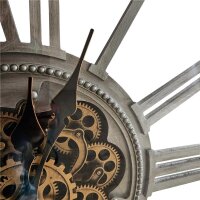 Quartz Wanduhr skelettiertes Uhrwerk CAMDEN Messing/Grau...