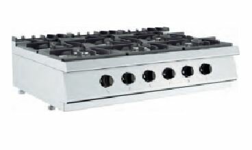 Barossi Gas-Herd mit 6 Brenern à 6,5 kW Tischgerät 1200x730x300mm