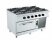 Barossi Gas-Herd mit 6 Brennern à 6,5 kW und Gas-Backofen GN2/1 mit Unterbau offen
