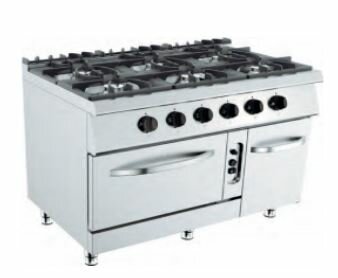 Barossi Gas-Herd mit 6 Brennern à 6,5 kW mit Maxi Gas-Backofen