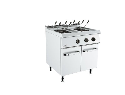 Barossi Elektro-Nudelkocher mit 2 x 18 Liter Becken und Unterschrank geschlossen 18 kW 400V