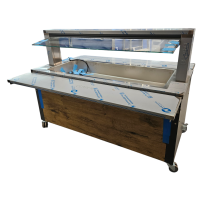 B.PRO BASIC LINE SK-4 – Kaltbuffet mit aktiver stiller Kühlung 4 x GN 1/1 mit Abstellbord links/rechts und Hustenschutz beidseitig 230V B-Ware