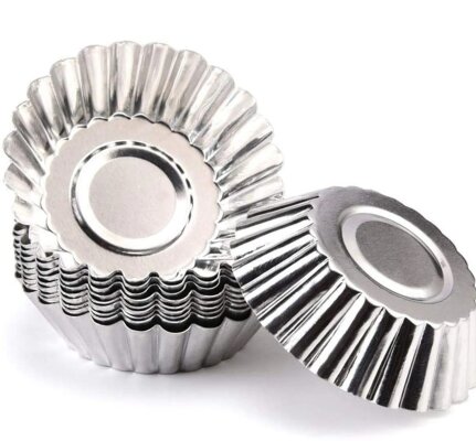 12 x Backform gewellt für PetitsFours Eierkuchen Pudding Weißblech °45mm