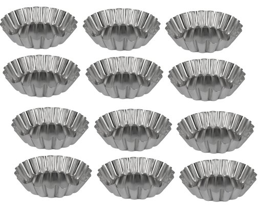 12 x Backform gewellt für Dessert Muffins Eierkuchen Pudding Weißblech °45mm