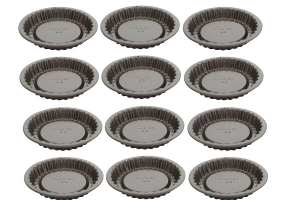 12 x Backform für kleine Obsttorten Wellenrand °12cm 0,16L Stahlblech Antihaft