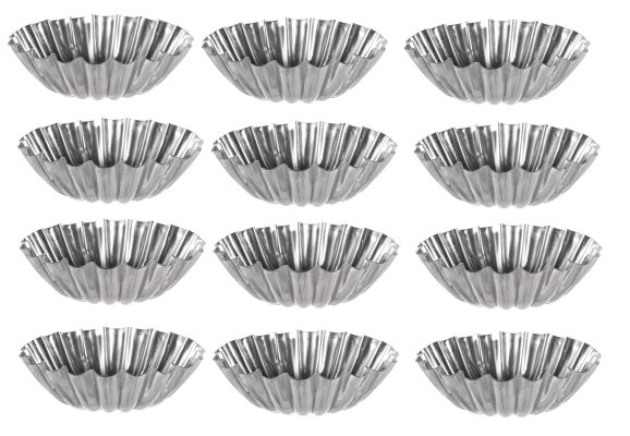 12 x Backform für Tartes Mini Quiche +  Kuchen Tartelettes  °45mm Weißblech