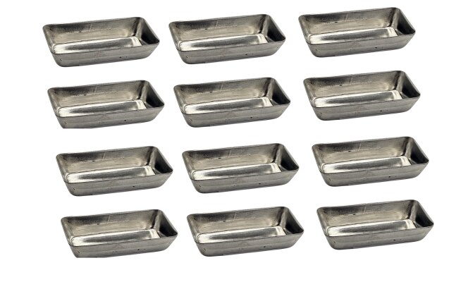 12 x Backform für Mini Petits Fours Tartes Kuchen Desserts Weißblech 50x28mm